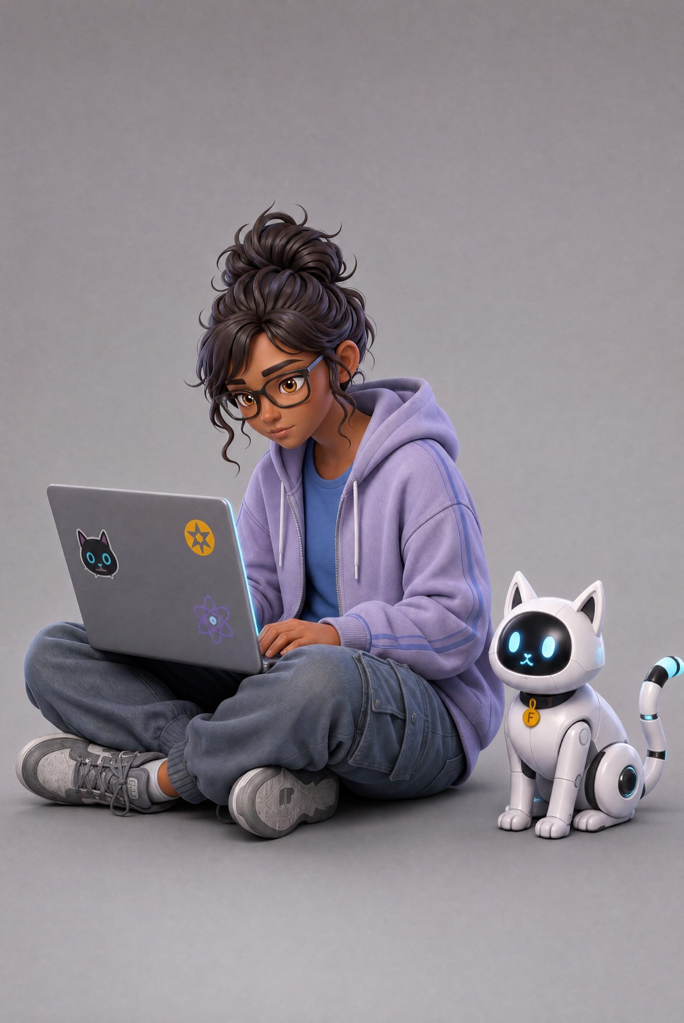 Development image: a Boss Beauties lead with her robot companion